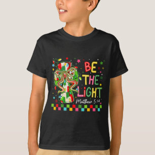Christian Christmas Be The Light Coquette Bow Cros T-Shirt