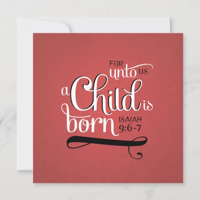 Christian Christmas card a child is born scripture (Front)