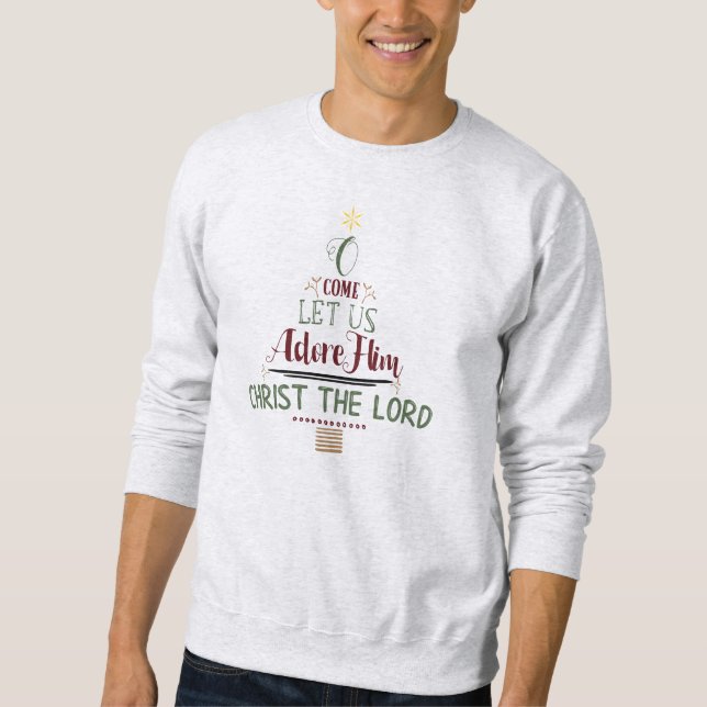 Christian Christmas Carol Rustic Typography Sweatshirt (Front)