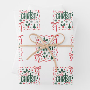 Christian Christmas Cross Sign Jesus Christ Faith Wrapping Paper Sheet