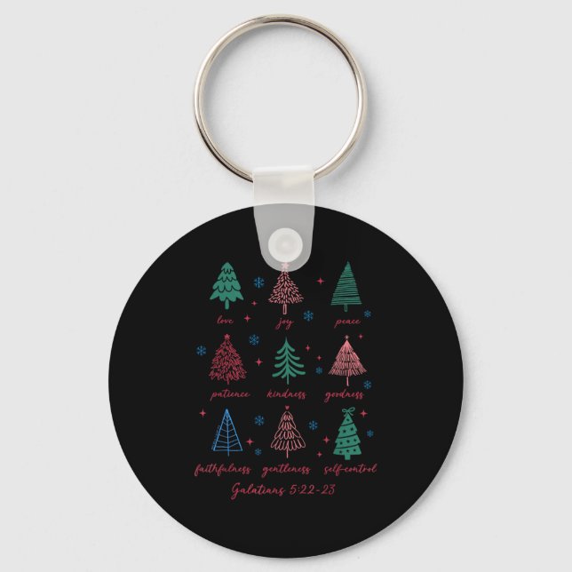 Christian Christmas Galatians 5 22-23 Fruit Of The Keychain (Front)