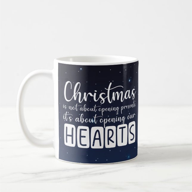 Christian Christmas heart and stars Mug (Left)
