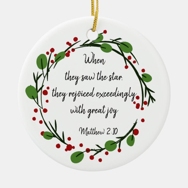 Christian Christmas Inspirational  Scripture Ceramic Ornament (Front)