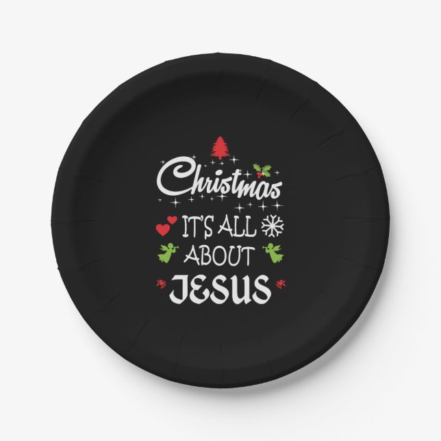 Christian Christmas - It's All About Jesus T-Shirt Paper Plate (Front)