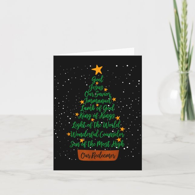 Christian Christmas Jesus Bible Names Xmas Tree Sh Card (Front)