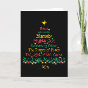 Christian Christmas Jesus Bible Names Xmas Tree Sh Card