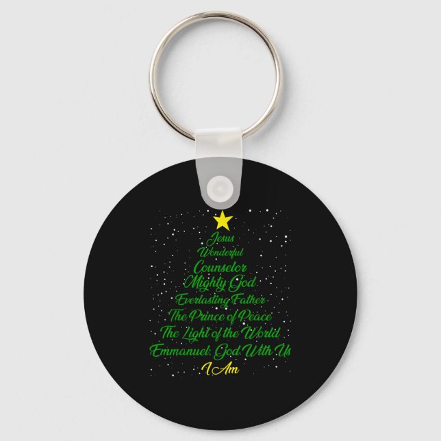 Christian Christmas Jesus Bible Names Xmas Tree Sh Keychain (Front)