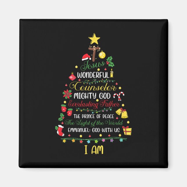 Christian Christmas Jesus Bible Names Xmas Tree Sh Magnet (Front)