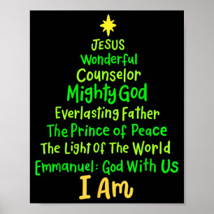 Christian Christmas Jesus Bible Names Xmas Tree Sh Poster