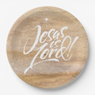 Christian Christmas Jesus is Lord Religious Wooden Paper Plate