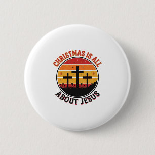 Christian Christmas Jesus Sunset Cross T-Shirt Des 2 Inch Round Button