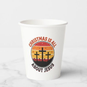 Christian Christmas Jesus Sunset Cross T-Shirt Des Paper Cups