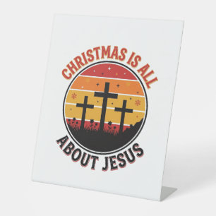 Christian Christmas Jesus Sunset Cross T-Shirt Des Pedestal Sign