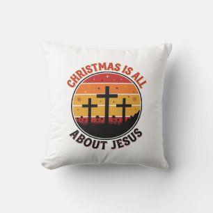 Christian Christmas Jesus Sunset Cross T-Shirt Des Throw Pillow
