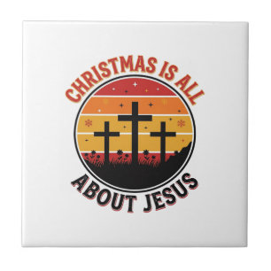 Christian Christmas Jesus Sunset Cross T-Shirt Des Tile