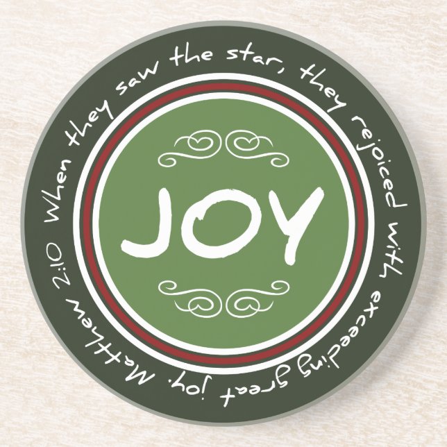 Christian Christmas Joy Bible Verse Round Coaster (Front)