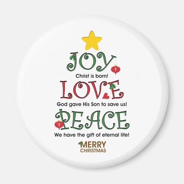 Christian Christmas Joy Love and Peace Magnet (Front)