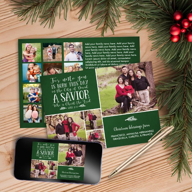 Christian Christmas Luke 2 Multiple Photo Holiday Card (Christian Christmas Luke 2 Multiple Photo Holiday Card)