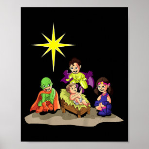 Christian Christmas Nativity Baby Jesus Manger Sup Poster