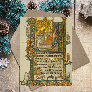 Christian Christmas Nativity Scene Medieval Postcard