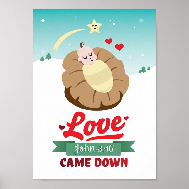 Christian Christmas Poster Baby Jesus John 3:16 (Front)