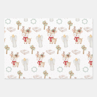Christian Christmas Reindeer Wrapping Paper Sheets