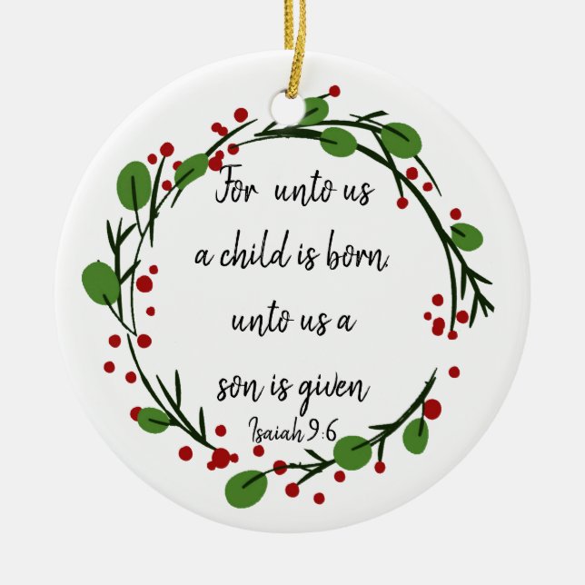 Christian Christmas Scripture Inspirational Verse Ceramic Ornament (Front)