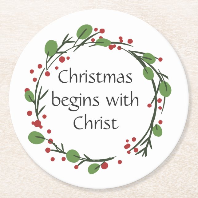 Christian Christmas Scripture  Scripture Round Paper Coaster (Front)
