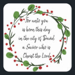 Christian Christmas Scripture Sticker Scripture<br><div class="desc">Christian Christmas Scripture Sticker Scripture with red,  green Holly wreath</div>