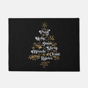 Christian Christmas Tree Family Holiday Church Doormat