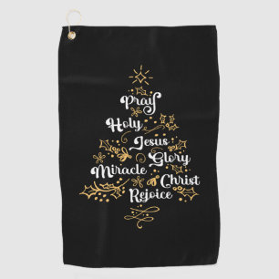 Christian Christmas Tree Family Holiday Church Golf Towel
