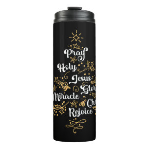 Christian Christmas Tree Family Holiday Church Thermal Tumbler