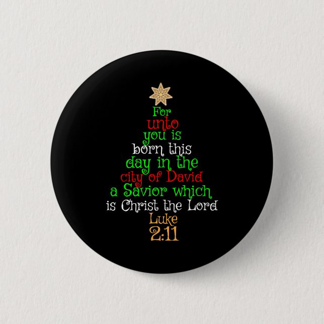 Christian Christmas Tree Shirts 2 Inch Round Button (Front)
