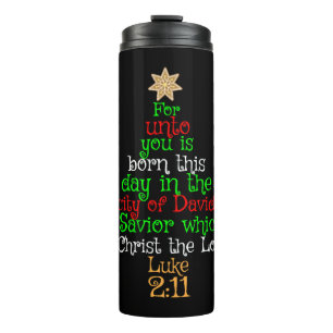 Christian Christmas Tree Shirts Thermal Tumbler