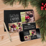 Christian Christmas Verse Chalkboard Holiday Photo<br><div class="desc">Christian Christmas Verse Chalkboard Holiday Photo Card We've added Luke 2:11 onto the chalkboard background of this card in a festive typography, with space for four photos on the front! Add more to the back or even add additional text to the back. Easy to customize with text, fonts, and colours....</div>