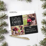 Christian Christmas Verse Chalkboard Holiday Photo<br><div class="desc">Christian Christmas Verse Typography Holiday Photo Postcard on faux Chalkboard. We've added Luke 2:11 onto the holiday chalkboard background of this card in a festive typography, with space for four photos on the front! Easy to customize with text, fonts, and colours. Make it easy on yourself this year and send...</div>