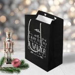 Christian Christmas Verse Typography Chalkboard Medium Gift Bag<br><div class="desc">Christian Christmas Verse Typography Holiday Gift Bags featuring Luke 2:11 in festive typography on a rustic chalkboard style background,  with quaint flourishes of white pine branches and pine cones.</div>