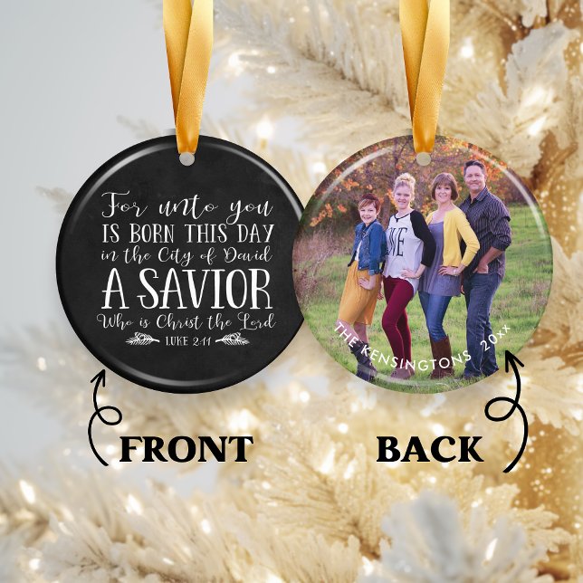 Christian Christmas Verse Typography Holiday Photo Ceramic Ornament (Christian Christmas Verse Typography Holiday Photo Ceramic Ornament)