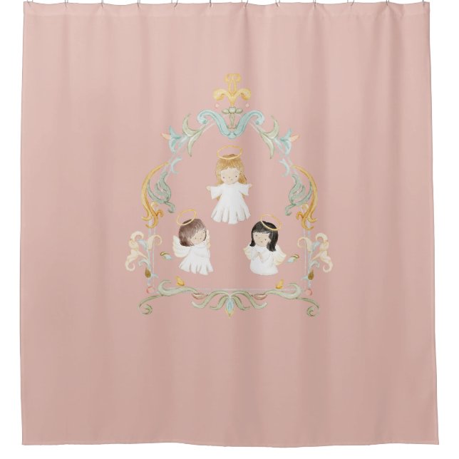 Christian Christmas Watercolor Angels Pink (Front)