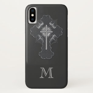 Christian chrome cross grey monogram Case-Mate iPhone case