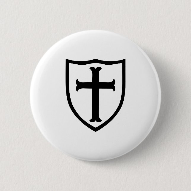 Christian Church Cross Knight Shield Study Gift 2 Inch Round Button (Front)