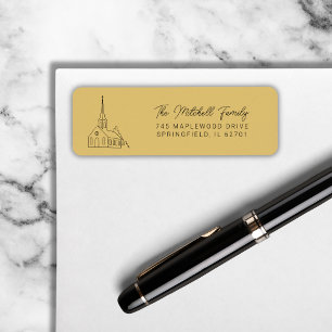 Christian Church Line Art Minimal Stylish Mustard