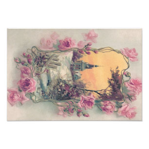 Christian Church Pink Rose Snow Photo Print