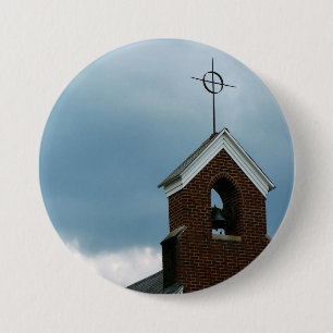 Christian Church Steeple Cross Photo Button