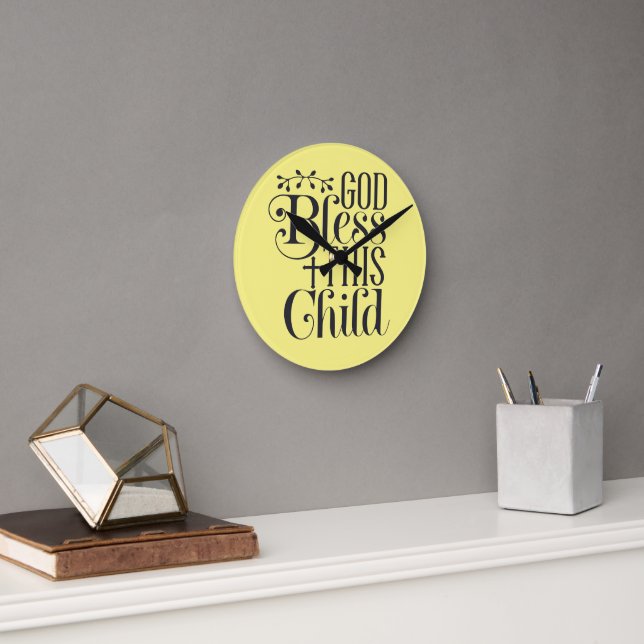 Christian Clock for Baby Room God Bless This Child (Office)