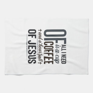 Christian Coffee Jesus Quote Vintage Shirt Design_ Kitchen Towel