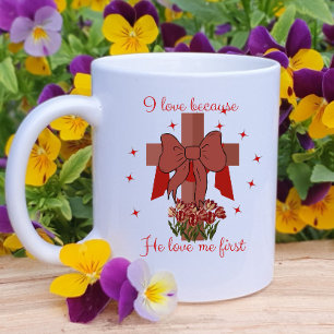 Christian Coquette cross Bible verse Valentines Coffee Mug