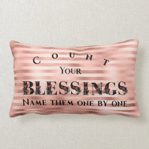 Christian Count Your Blessings Rose Gold Lumbar Pillow
