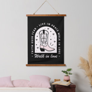 Christian country girl faith quotes cowgirl black hanging tapestry