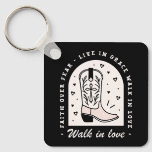 Christian country girl faith quotes cowgirl black keychain